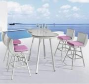 ESF Silver Patio Bar Set-Bar Counter and 4 Bar Chair