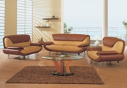 Modern Tan/Brown Leather Sofa Set