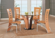 Modern Natural Wood Veneer Glass Dining Table Set