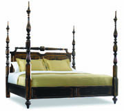 Sanctuary Poster Bed in Ebony with Fabric-King