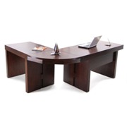 3 piece Set Travia Shaped Desk-Beaver-Rounded Corner