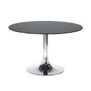 Corona Round Dining Table-Chrome-Black Glass