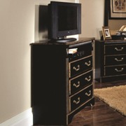 Kingsley Black Media Chest with 3 Drawers & Storage Compartment