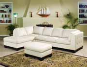 Tufton Ivory All Leather Sectional Living Room Set