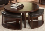 Brussel II Round Cocktail Table with Ottomans