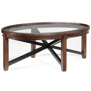 Axial Wood & Glass Oval Cocktail Table