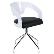 Ben Swivel Chair-White-Black-Chrome