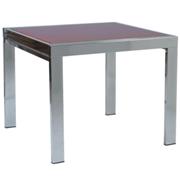 Duo Square Table Red Glass-Chrome