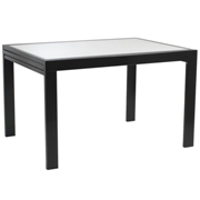 Duo Rectangular Table-Pure White Glass-Black