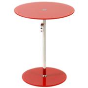 Rafaella Round Glass Side Table-Red-Chrome