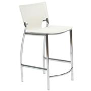 Vinnie Leather Counter Stool-White-Chrome