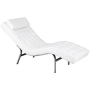 Vela Leather Lounge Chair - White Chrome