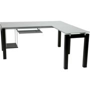 Barette L-Desk With Keyboard Tray-Wenge-Silver