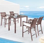 ESF Brown Patio Bar Set-Bar Counter and 4 Bar Chair