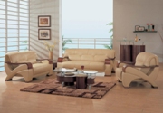 Cappuccino leather modern sofa set