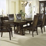 Villa Madrid Pedestal Formal Dining Table in Dusk Brown Finish