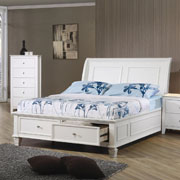 Sandy Beach Sleigh Bed with Footboard Storage