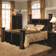 Kingsley Poster Bed with Fluted Posts & Brushed Gold Accents