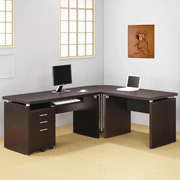 Contemporary Dark Cappuccino L-Shape Desk