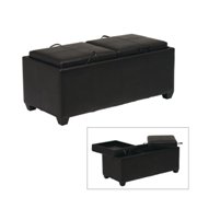 Metro Storage Dual Cushions Trays Ottoman Mocha