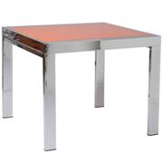 Duo Square Table Orange Glass-Chrome