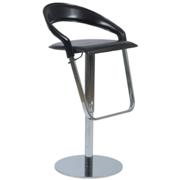 Narisa Leather Adjustable Barstool-Black-Chrome