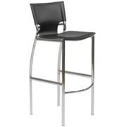 Vinnie Leather Bar Stool-Black-Chrome