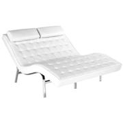 Vela Leather Lounge Chair - White Chrome