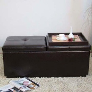 Marin Ottoman With 2 Wood Trays