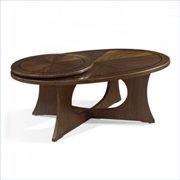 Manhattan Modern Art Oval Cocktail Wood Table in Coffee Brown