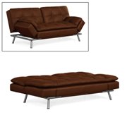 Sebu Convertible Matrix Double Cushion Three Seater Futon-Dark Brown Faux Leather