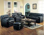 Harper Leather Living Room Set in Black | Sofas